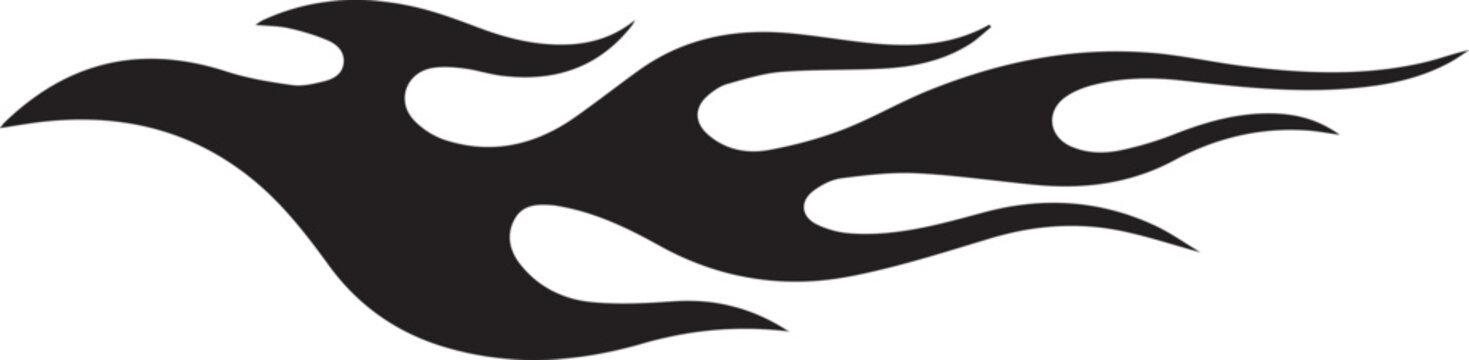 black tribal flame design automotive decal racing speed fire graphic pattern isolated background.