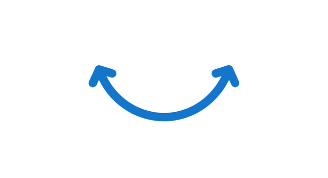 Blue curved double headed arrow symbol.
