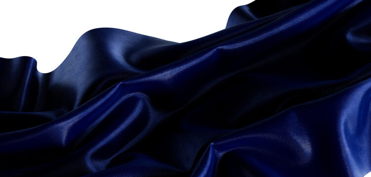 Close-up of elegant blue fabric with texture. Luxurious, abstract wave concept, perfect for backgrounds and designs, bea