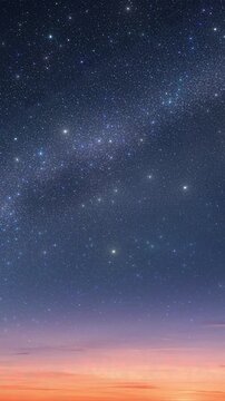 Stars and meteor shower light up night sky over the ocean at dusk