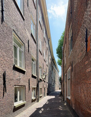 Narrow street in Leiden, Holland