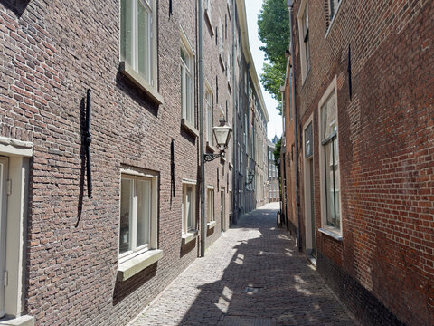 Historical alley in Leiden, The Netherlands