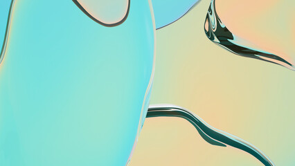 Fluid chrome shapes in vibrant blue and orange. Perfect abstract background, wallpaper, or design element. 3d rendering illustration not AI