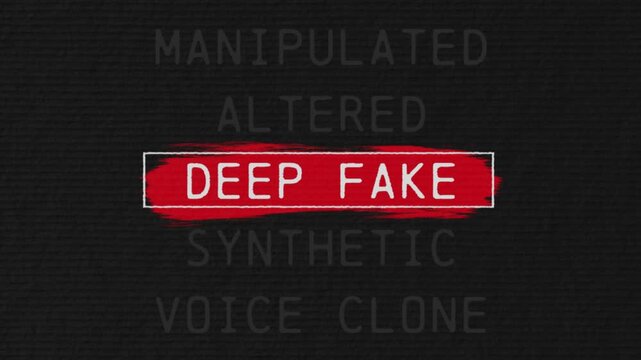 deep fake scrolling text sequence with documentary style title animation for news topic and trend