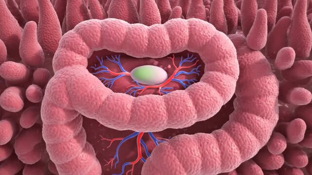 3D Visualization of Intestinal Villi and Nutrient Absorption