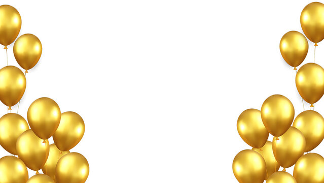 golden ballons for parties and events isolated on transparent background