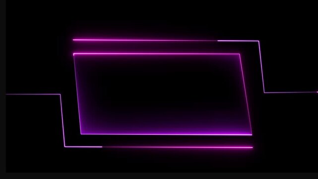 Universal Technology Line and frame Video overlay Neon futuristic HUD rectangle frame glowing animation. 4k video.