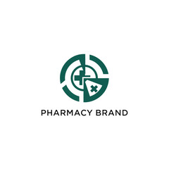 Obraz premium Medical Logo Design with Cross and Pill Icon in Circle
