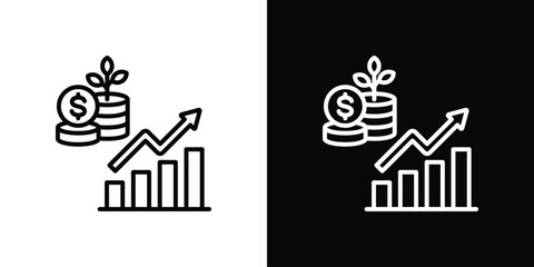 Naklejka premium Investment Growth In Black And White Filled Style