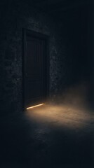 Closed Door with Line of Light Minimal Scene of Silence