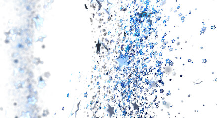 Obraz premium Abstract background with blue stars falling on a white background, perfect for designs and celebrations. Create a fantas