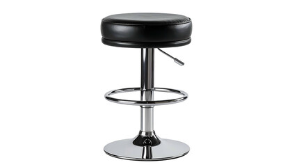 A modern, adjustable bar stool featuring a black, round seat and chrome base