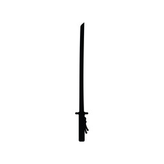 Obraz premium Japanese katana silhouette vector flat design on white background.