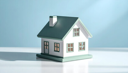 Dream Home Model: A charming miniature house model, symbolizing home ownership, stability, and the pursuit of the perfect dwelling. Set against a backdrop of tranquility.