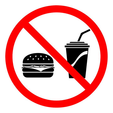 Prohibition sign clearly indicates no food or drinks allowed here
