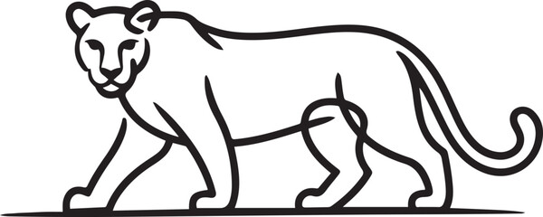 One continuous line drawing of wild leopard for multinational company logo identity. Strong cheetah mammal animal mascot concept for national safari zoo. one line Icon drawing © Mofazzelh