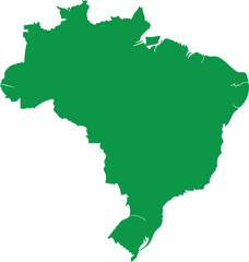 Obraz premium Green silhouette map of Brazil on a white background for national representation
