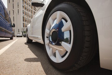 Car showroom automobile wheel tire on outdoor