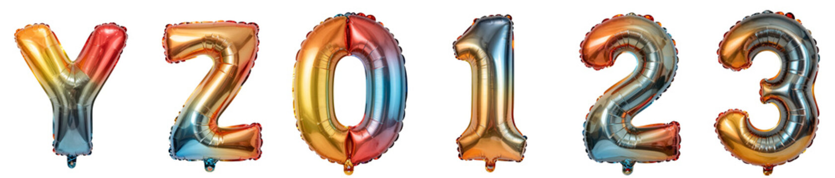 The numbers 1 to 23 are shown in a colorful, metallic foil. The numbers are arranged in a zigzag pattern, with the first number being yellow and the last number being red