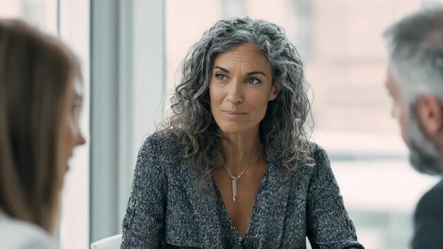 Medium shot of a financial advisor explaining charitable pooled trust benefits to clients focusing on philanthropy and tax advantages in a bright meeting room.
