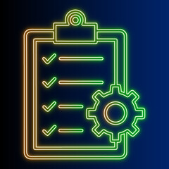 Bright List With Gear Icon