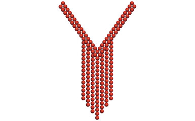 Red Pearl Necklace On White Background, Vintage Jewelry Beads Garland Vector Illustration.