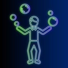 Neon Juggler With Bubbles