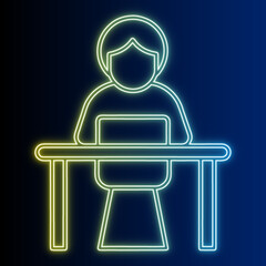 Neon Glowing Person at Desk