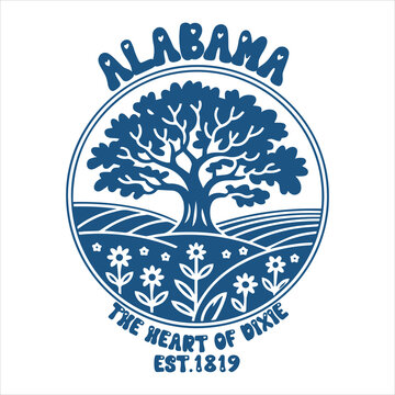 Alabama Heart of Dixie State Emblem Illustration