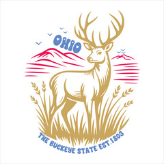 Naklejka premium Ohio Deer State Emblem Illustration