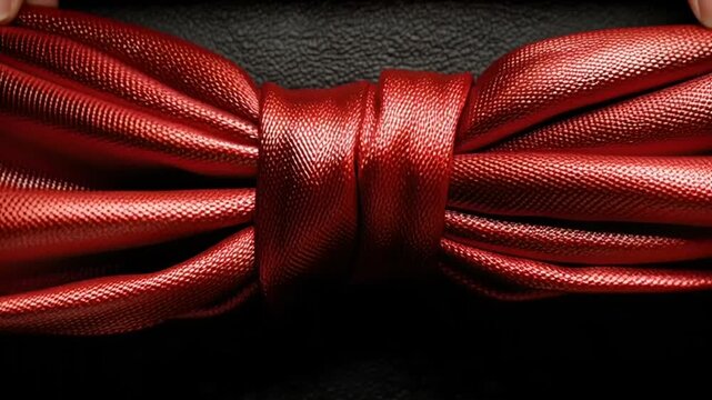 Valentine's Day: A person tying a red bow with their hands in a close-up video