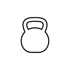 Fototapeta premium Black and white kettlebell outline vector icon for healthy fitness and gym training design