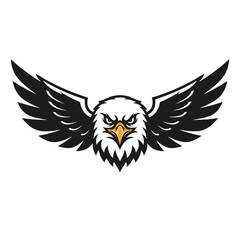 Eagle Head Illustration with Spread Wings and Sharp Talons