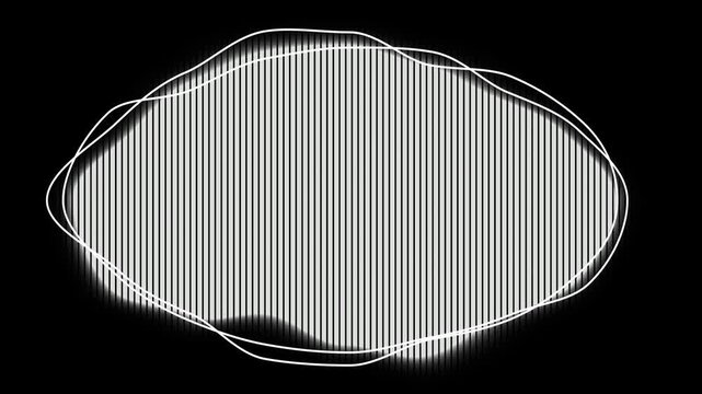 Abstract gray oval text box with vertical lines, white outline speech bubble background