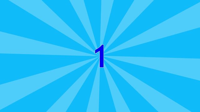 Radial burst animation with numeric countdown timing display. Countdown number sequence for timing and duration control. Time tracking indicator element for digital motion projects