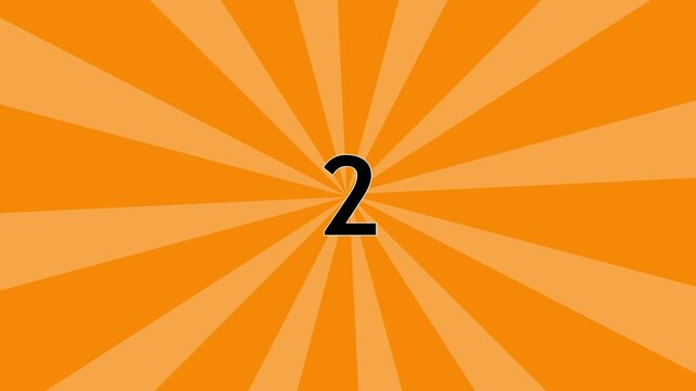 Radial burst animation with numeric countdown timing display. Countdown number sequence for timing and duration control. Time tracking indicator element for digital motion projects