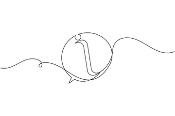 Obraz premium Information icon continuous one line drawing on white background minimalist help info symbol outline vector illustration