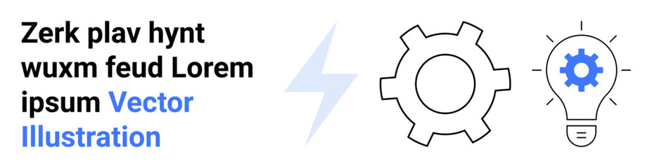 Gear, lightbulb, and lightning bolt conveying innovation, problem-solving, technology, energy, solutions, engineering collaboration. Ideal for workflow design tech branding educational content