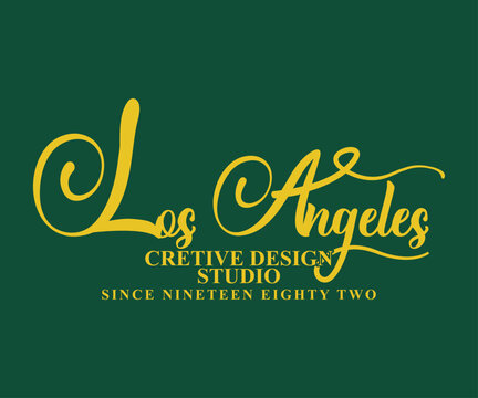 Los Angeles Creative Design Studio nineteen eighty-two slogan print with vintage emblem  for graphic tee, t-shirt, or sweatshirt hoodie - Vector