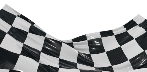 Fototapeta premium Close-up of a checkered racing flag waving. Symbol of speed, victory, competition, and the thrill of the race. A classic
