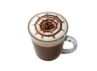 Mochaccino im Glas mit Schokolade und Milchschaum