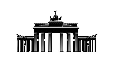 Brandenburg Gate Neoclassical Monument Vector Illustration in Monochrome on Isolated White Background © Dinda