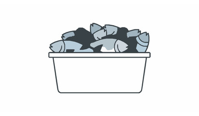 Caught fish in container vector illustration fresh seafood isolated on transparent background © MdRoni