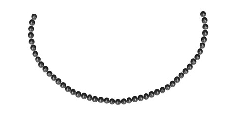 Black Pearl Necklace On White Background, Vintage Jewelry Beads Garland Vector Illustration.