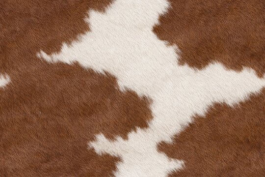 Cow Skin. Brown and White Cow Skin Smooth Surface Pattern Texture. Brown and White Cow Skin. Close-Up of Cow Skin Texture. Cowhide Pattern Texture. Brown and White Detailed Cowhide.