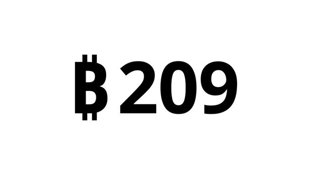 Count-up Bitcoin animation from 0 to 500 BTC. White, black, Green Screen background. Crypto Bitcoin numeric display. Animation starts and end gently with ease-in and ease-out transition.