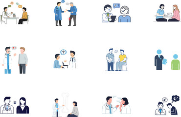 Fototapeta premium Cartoon business people icon set with men women workers and team characters vector illustration
