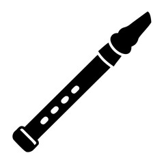 Naklejka premium Black wooden recorder flute isolated on white background musical instrument for education and music therapy minimalist design