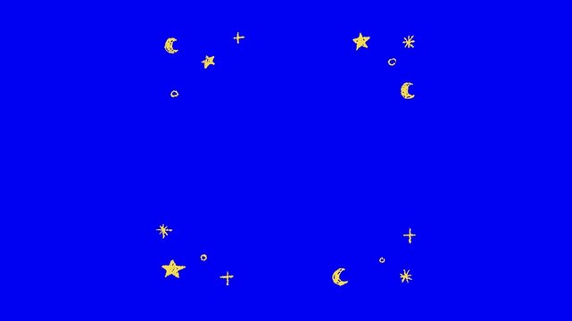 Celestial elements pattern with moon and stars on blue background