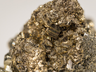 Detail of pyrite crystals in a rock.